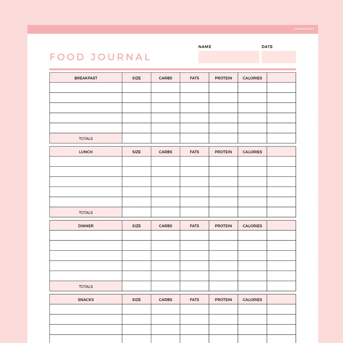 Food Journal Template Editable | Instant Download Fillable PDF | A4 and ...