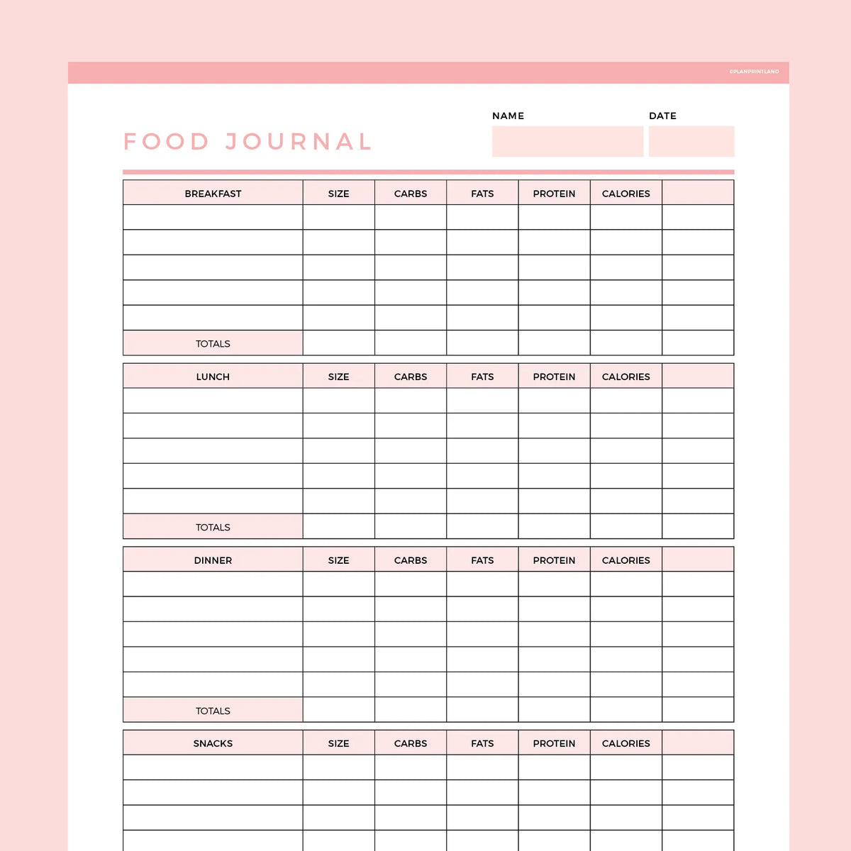 Food Journal Assignment Food Journal Template Editable | Instant Download Fillable PDF | A4 and ...