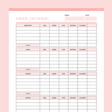 Food Journal Template Editable - Red