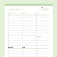 Groceries List Template Editable  Instant Download Fillable PDF