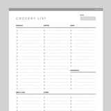Groceries List Template Editable - Grey
