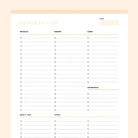 Groceries List Template Editable - Orange