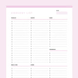 Groceries List Template Editable - Pink