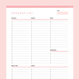 Groceries List Template Editable - Red