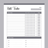Habit Tracker Printable - Grey