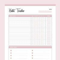 Habit Tracker Printable - Pink
