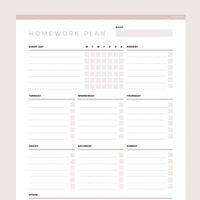 Homework Planner Editable - Brown