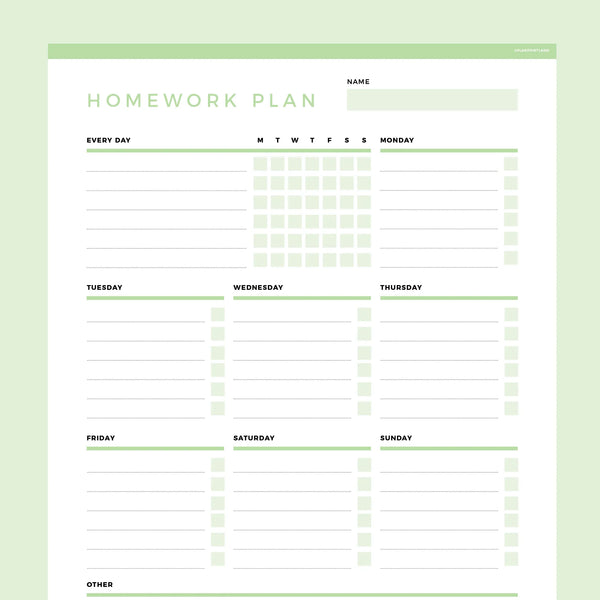 daily homework planner