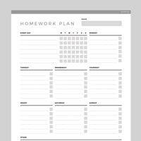 Homework Planner Editable - Grey