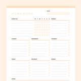Homework Planner Editable - Orange