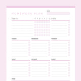 Homework Planner Editable - Pink