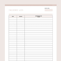 Income Log Template Editable - Brown