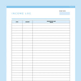 Income Log Template Editable - Dark Blue