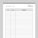Income Log Template Editable - Grey