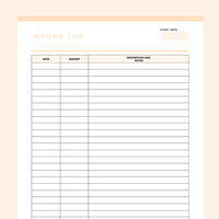 Income Log Template Editable - Orange