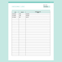 Income Log Template Editable