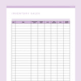 Inventory Sales Tracker Editable - Lavendar