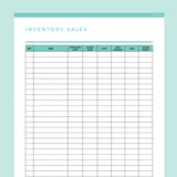 Inventory Sales Tracker Editable - Teal