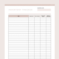 Inventory Tracker Template Editable - Brown