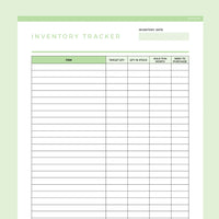 Inventory Tracker Template Editable - Green