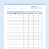 Inventory Tracker Template Editable - Light Blue