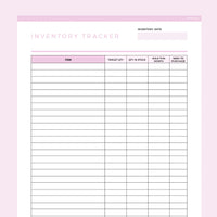 Inventory Tracker Template Editable - Pink