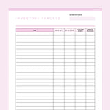 Inventory Tracker Template Editable - Pink