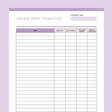 Inventory Tracker Template Editable - Purple