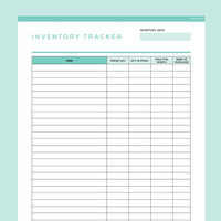 Inventory Tracker Template Editable - Teal