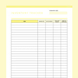 Inventory Tracker Template Editable - Yellow
