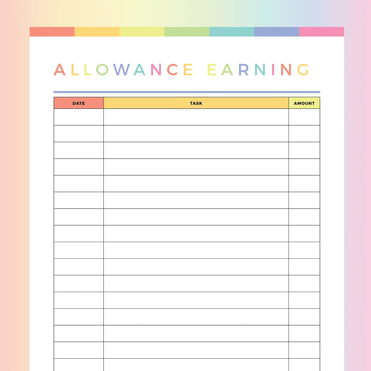 Kids Allowance Earning Tracker Printable | Instant Download PDF | A4 ...