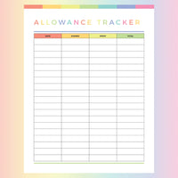 Kids Allowance Tracker Printable