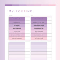 Kids Morning and Night Routine Chart Printable - Pink and Purple Rainbow