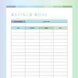 Kids Savings Goals Tracker - Green and Blue Rainbow