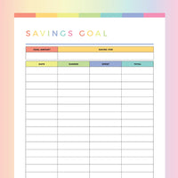 Kids Savings Goals Tracker - Rainbow