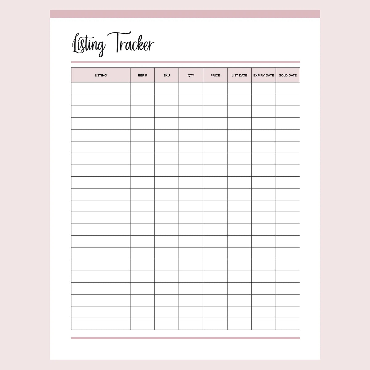 Listing Tracker For Online Sales Printable | Instant Download PDF | A4 ...