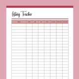 Listing Tracker For Online Sales Printable - Red