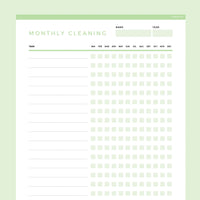 Monthly Cleaning Checklist Template Editable - Green