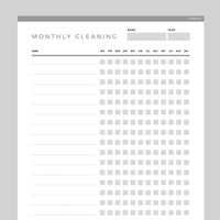 Monthly Cleaning Checklist Template Editable - Grey