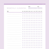 Monthly Cleaning Checklist Template Editable - Lavendar