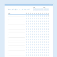 Monthly Cleaning Checklist Template Editable - Light Blue