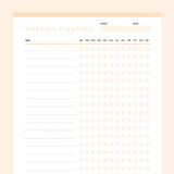 Monthly Cleaning Checklist Template Editable - Orange
