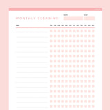 Monthly Cleaning Checklist Template Editable - Red