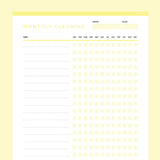 Monthly Cleaning Checklist Template Editable - Yellow