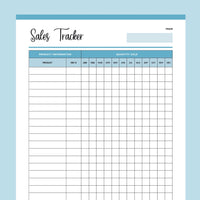 Monthly Sales Tracker Printable - Blue