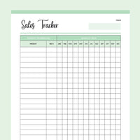 Monthly Sales Tracker Printable - Green