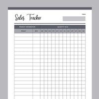 Monthly Sales Tracker Printable - Grey