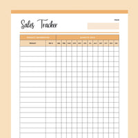 Monthly Sales Tracker Printable - Orange