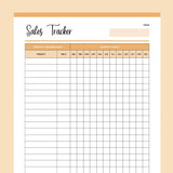 Monthly Sales Tracker Printable - Orange