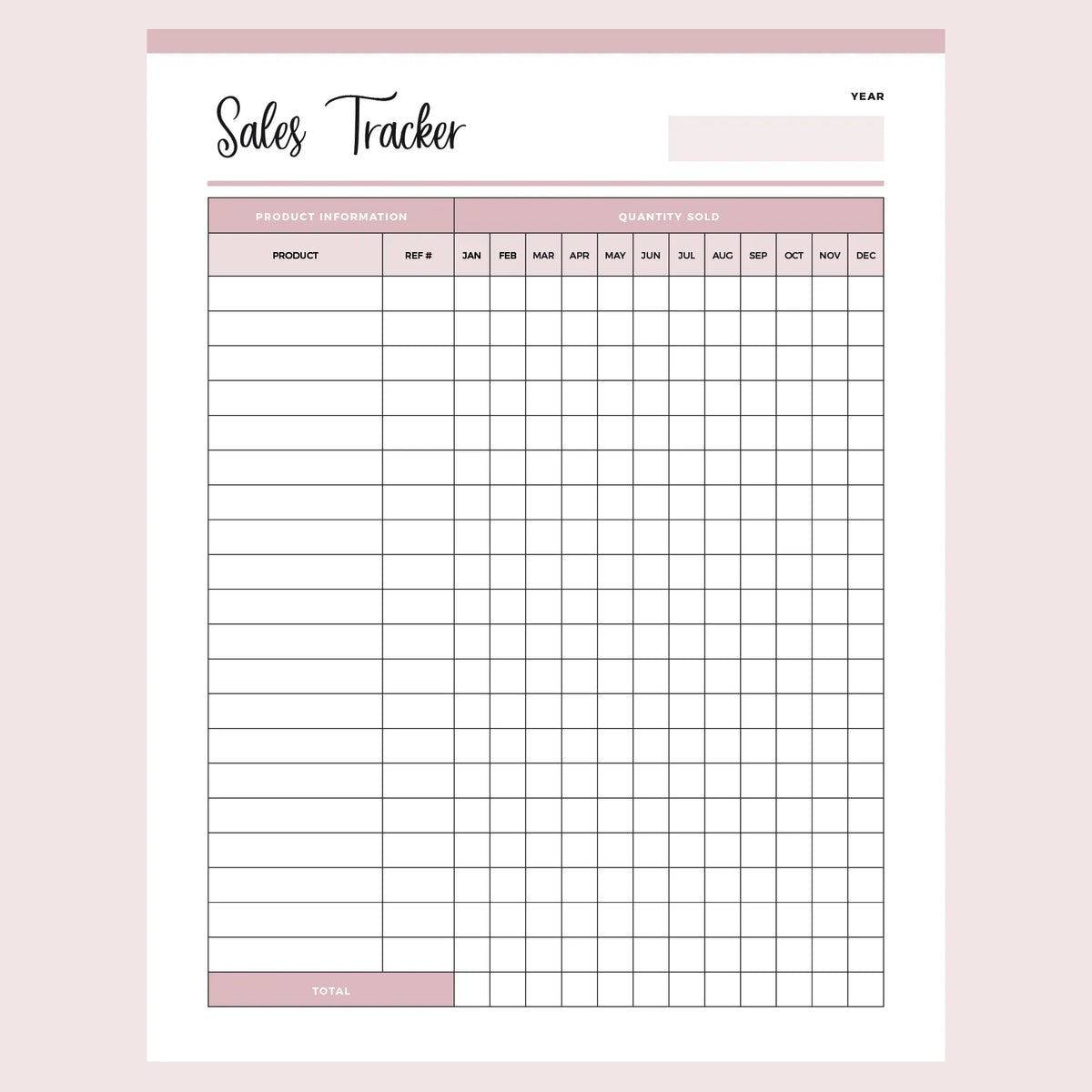 Monthly Sales Tracker Printable | Instant Download PDF | A4 and US